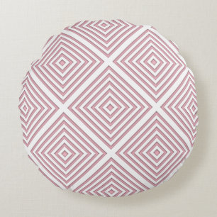 Roze Geometrische Vierkanten Rond Kussen