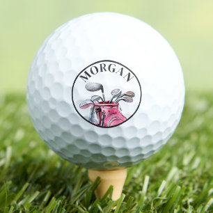 Roze gepersonaliseerd aangepast monogram golfballen