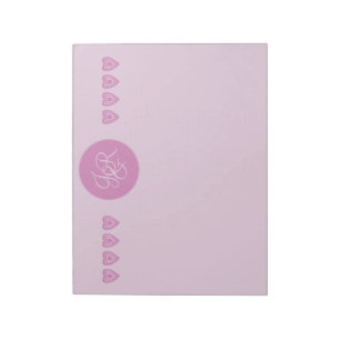 Roze, gepersonaliseerd Briefpapier Monogrammen Notitieblok