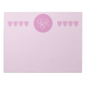 Roze, gepersonaliseerd Briefpapier Monogrammen Notitieblok (Voorkant)
