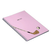 Roze gepersonaliseerd modern  golf notitieboek (Rechterzijde)