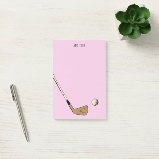 Roze gepersonaliseerd modern golf post-it® notes (Kantoor)