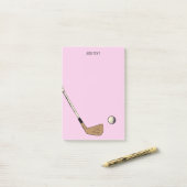 Roze gepersonaliseerd modern  golf post-it® notes (Op bureau)