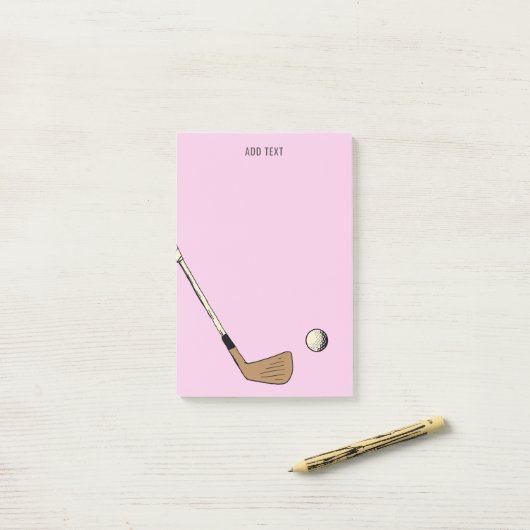 Roze gepersonaliseerd modern golf post-it® notes (Op bureau)