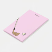Roze gepersonaliseerd modern  golf post-it® notes (Schuin)