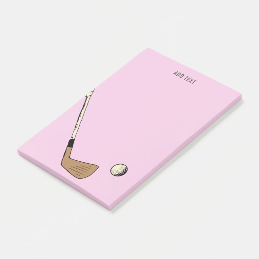 Roze gepersonaliseerd modern  golf post-it® notes (Schuin)