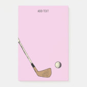 Roze gepersonaliseerd modern golf post-it® notes (Voorkant)