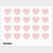 Roze gepersonaliseerd naametiket hart sticker (Vel)