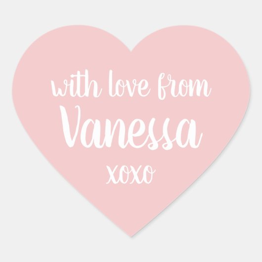 Roze gepersonaliseerd naametiket hart sticker (Voorkant)