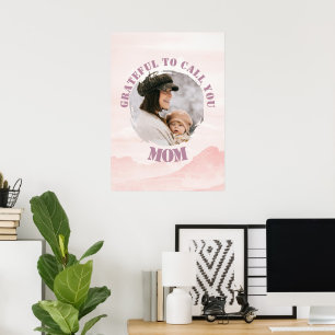 Roze gepersonaliseerd Poster voor mama