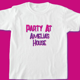Roze gepersonaliseerd verjaardagsfeestje t-shirt