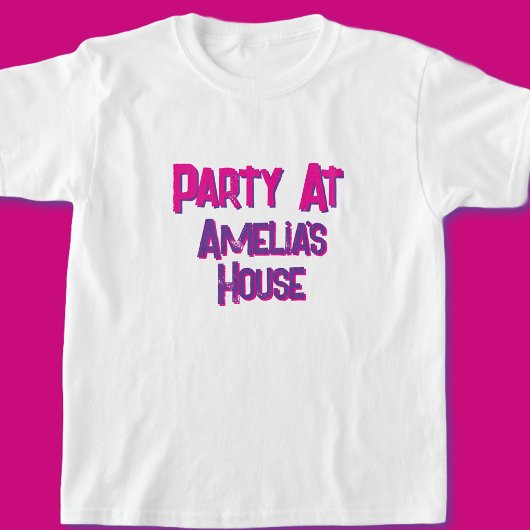 Roze gepersonaliseerd verjaardagsfeestje t-shirt