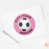 Roze Gepersonaliseerd Voetbal Ronde Sticker (Envelop)