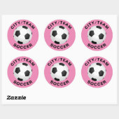 Roze Gepersonaliseerd Voetbal Ronde Sticker (Vel)