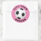 Roze Gepersonaliseerd Voetbal Ronde Sticker (Tas)