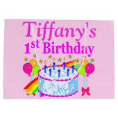 ROZE GEPERSONALISEERDE 1E VERJAARDAG CAKE CAKE CAD GROOT CADEAUZAKJE (Achterkant)