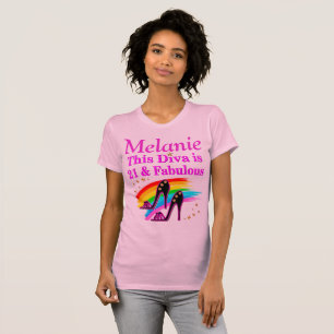  ROZE GEPERSONALISEERDE 21E VERJAARDAG T SHIRT
