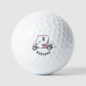 Roze gepersonaliseerde aangepaste golfkar Monogram Golfballen (Voorkant)