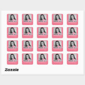 Roze gepersonaliseerde Afstuderen foto dank u Vierkante Sticker (Vel)