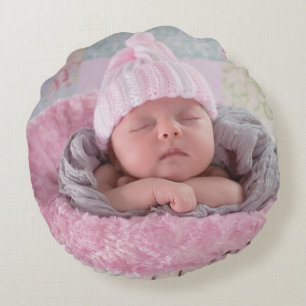 Roze, gepersonaliseerde Baby Girl Pillow Rond Kussen