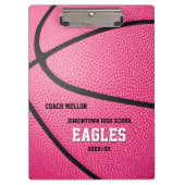 Roze gepersonaliseerde basketbal coach scorekeeper klembord (Voorkant)