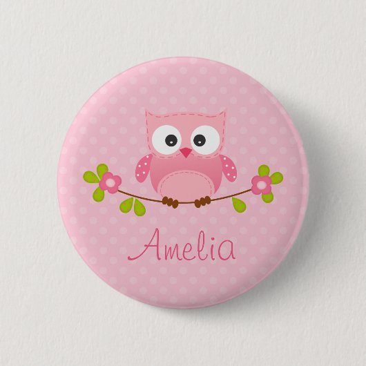 Roze gepersonaliseerde Button (Cute) (Voorkant)