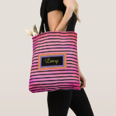 Roze gepersonaliseerde canvas tas (Dichtbij)