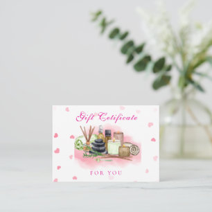 Roze gepersonaliseerde fotokado Spa/Salon cadeaubo Notitiekaartje