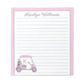 Roze Gepersonaliseerde Golf Winkelwagen Naam Lined Notitieblok (Voorkant)
