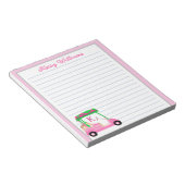 Roze Gepersonaliseerde Golf Winkelwagen Naam Lined Notitieblok (Schuin)