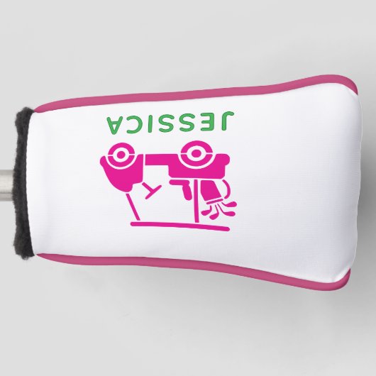 Roze gepersonaliseerde golfkar golfheadcover (Voorkant)