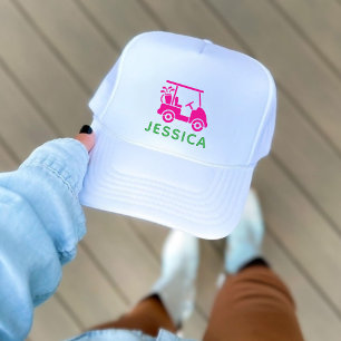 Roze gepersonaliseerde golfkar trucker pet