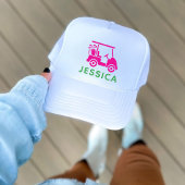 Roze gepersonaliseerde golfkar trucker pet
