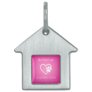 Roze Gepersonaliseerde Hond ID Tag Naam & Telefoon Huisdieren Naamplaatje