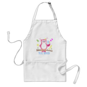 Roze gepersonaliseerde lerares owl apron. standaard schort