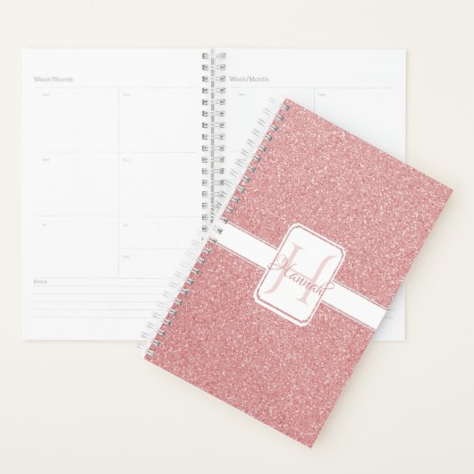 Roze gepersonaliseerde planner voor glitter (Display)
