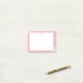 Roze gepersonaliseerde Post-it®-notities Witte Blo Post-it® Notes (Op bureau)