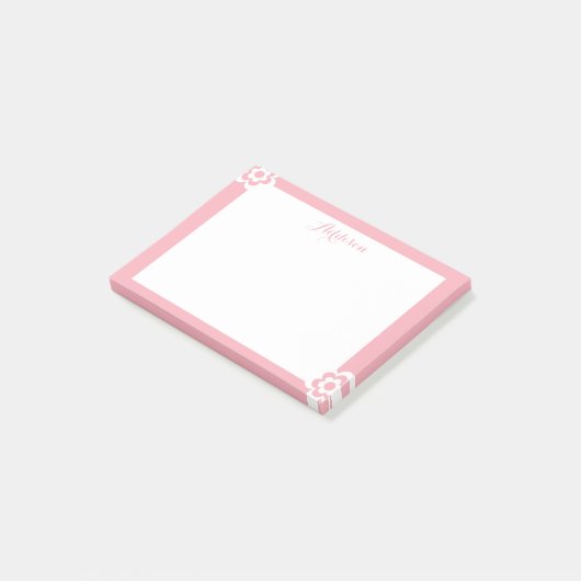 Roze gepersonaliseerde Post-it®-notities Witte Blo Post-it® Notes (Schuin)