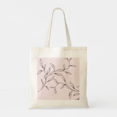 Roze gepersonaliseerde script lijnen kunst bladgro tote bag (Achterkant)