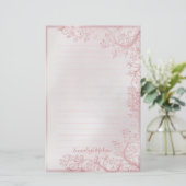 Roze gepersonaliseerde siervoering briefpapier (Staand voorkant)