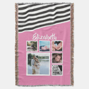 Roze, gepersonaliseerde unieke strips deken