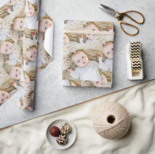 Roze Gepersonaliseerde Verjaardag foto Cadeaupapier