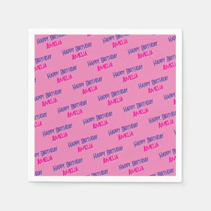 Roze gepersonaliseerde Verjaardag Servet