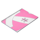 roze gepersonaliseerde volleybal meisjes volleybal notitieboek (Linkerzijde)