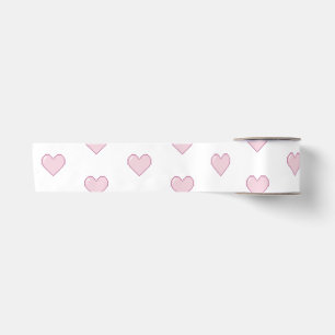 Roze Gepixelde Harten op Witte Achtergrond  Lint