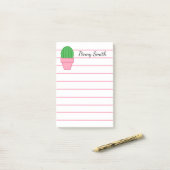 Roze gepotte cactus post-it® notes (Op bureau)