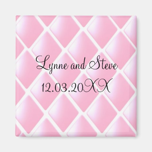Roze Gequilteerde Diamanten Save the Date Magneet (Voorkant)