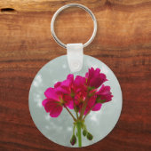 Roze Geranium Floral Foto Sleutelhanger (Voorkant)