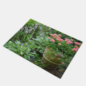 Roze geraniumbloemplanter deurmat (Schuin)