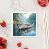 Roze geraniums in een rustieke roeiboot servet (Insitu)